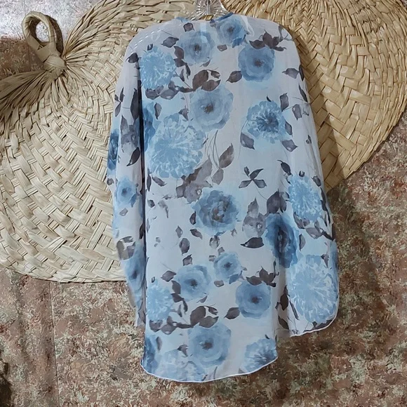 Minimi Sheer Hi-low pink and blue Kimono - Picture 2 of 4